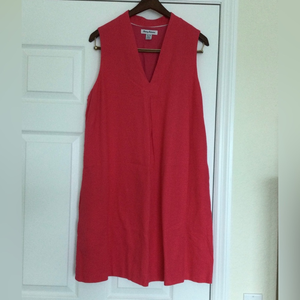 Tommy Bahama Sleeveless V-Neck Coral A-Line Dress